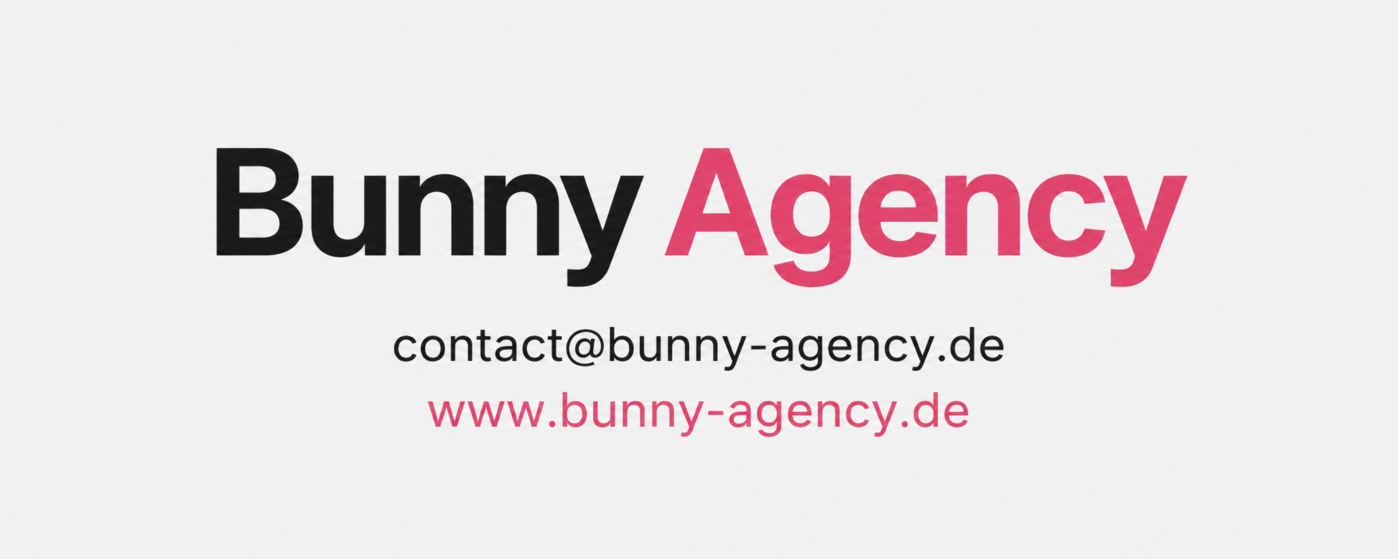 Bunny Agency Logo mit Kontaktdaten contact@bunny-agency.de und www.bunny-agency.de.